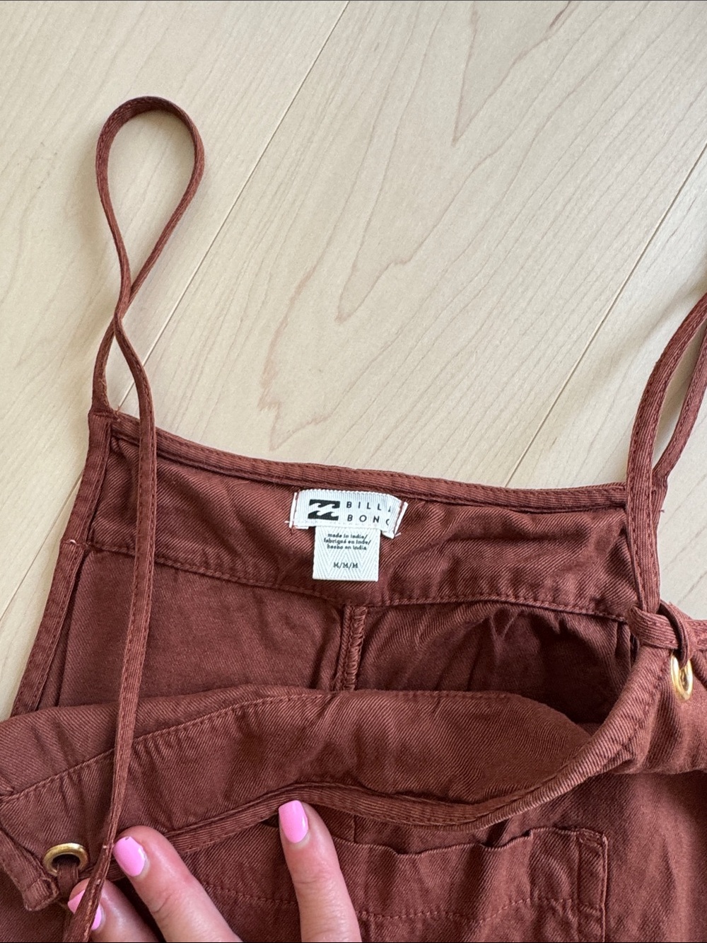Billabong Rust-Brown & Navy Adjustable Strap Romper - Picture 5 of 11